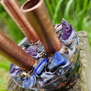 Midnight Mini Cloudbuster 3 Pipe Orgonite Lapis Lazuli Amethyst Moonstone Chemtrails 5g EMF Orgone