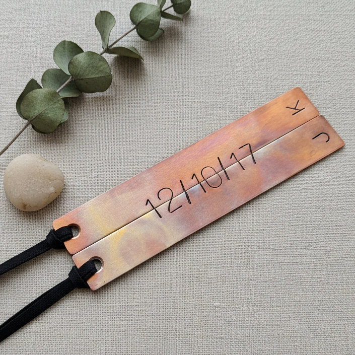 Bronze Anniversary Bookmark Pair Personalised Set
