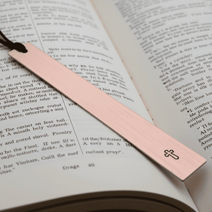 Copper Bookmark Personalised Bible Marker Cross Gift Hand Stamped Baptism Gift
