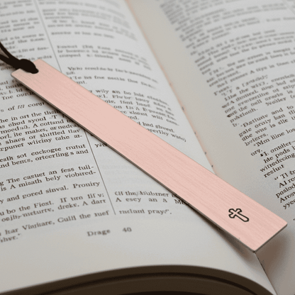 Copper Bookmark Personalised Bible Marker Cross Gift Hand Stamped Baptism Gift