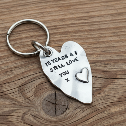 15th Anniversary 15 Years Gifts Love You Keychain