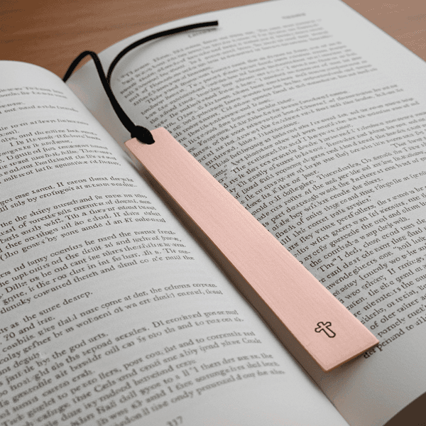 Copper Bookmark Personalised Bible Marker Cross Gift Hand Stamped Baptism Gift