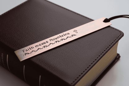 Faith Moves Mountains Copper Bookmark Personalised Adult Baptism Gift