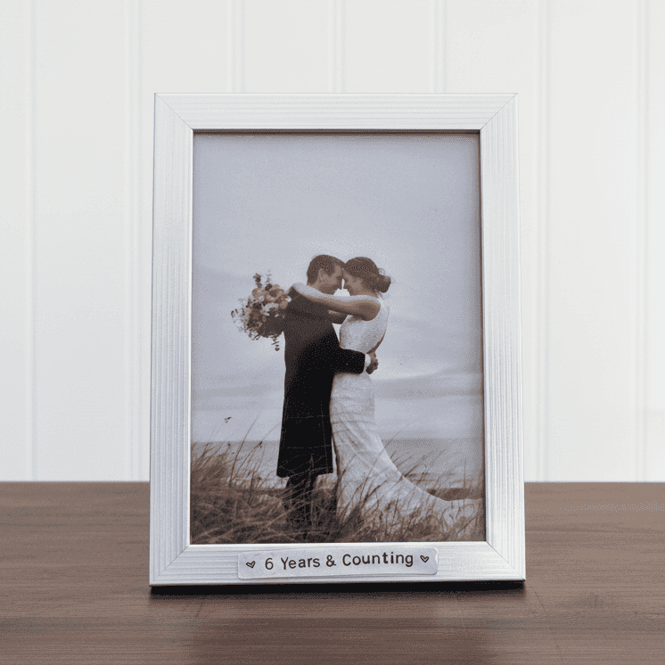 6 Years And Counting Photo Frame Picture Frame Boyfriend 6th Anniversary Gifts Silver Handmade