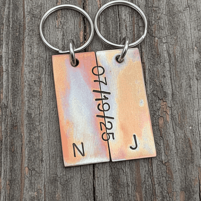 Bronze Anniversary Gift Husband Wife Keychain Keyring Set Personalised