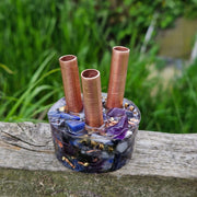 Midnight Mini Cloudbuster 3 Pipe Orgonite Lapis Lazuli Amethyst Moonstone Chemtrails 5g EMF Orgone