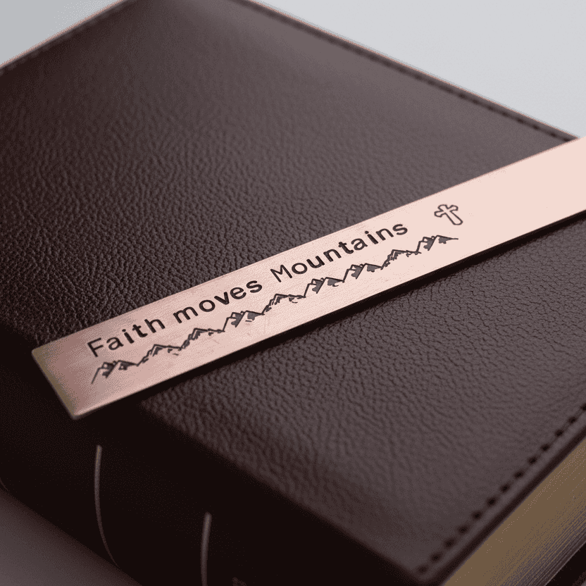 Faith Moves Mountains Copper Bookmark Personalised Adult Baptism Gift