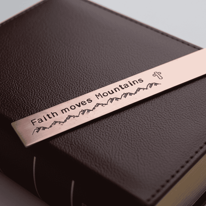 Faith Moves Mountains Copper Bookmark Personalised Adult Baptism Gift