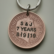 1p Keyring Personalised 7 Years Copper Wedding Anniversary Gifts Husband Wife 7th Stamped Keychain