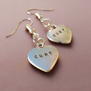 Silver Cunt Earrings Alternative Fashion Jewellery Accessories Gifts Heart Best Mate