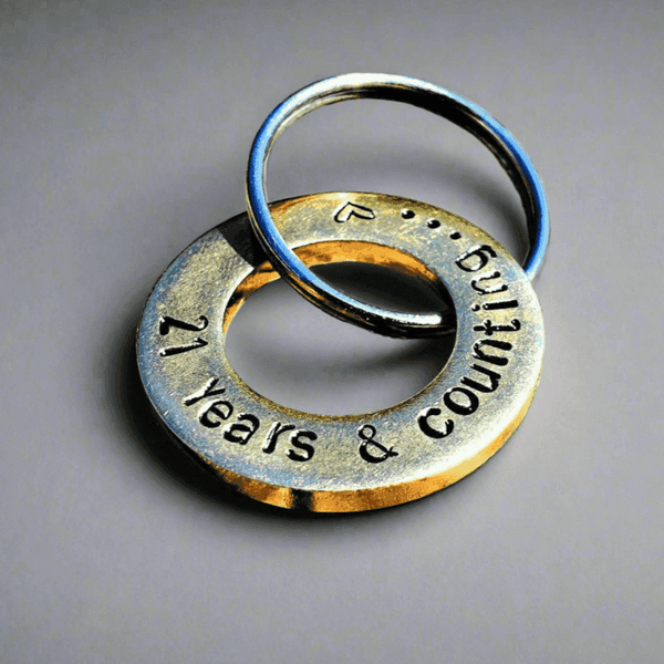 21 Years & Counting Keyring Gifts 21st Anniversary BRASS Keychain