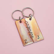 Bronze Anniversary Gift Husband Wife Keychain Keyring Set Personalised Hand Stamped