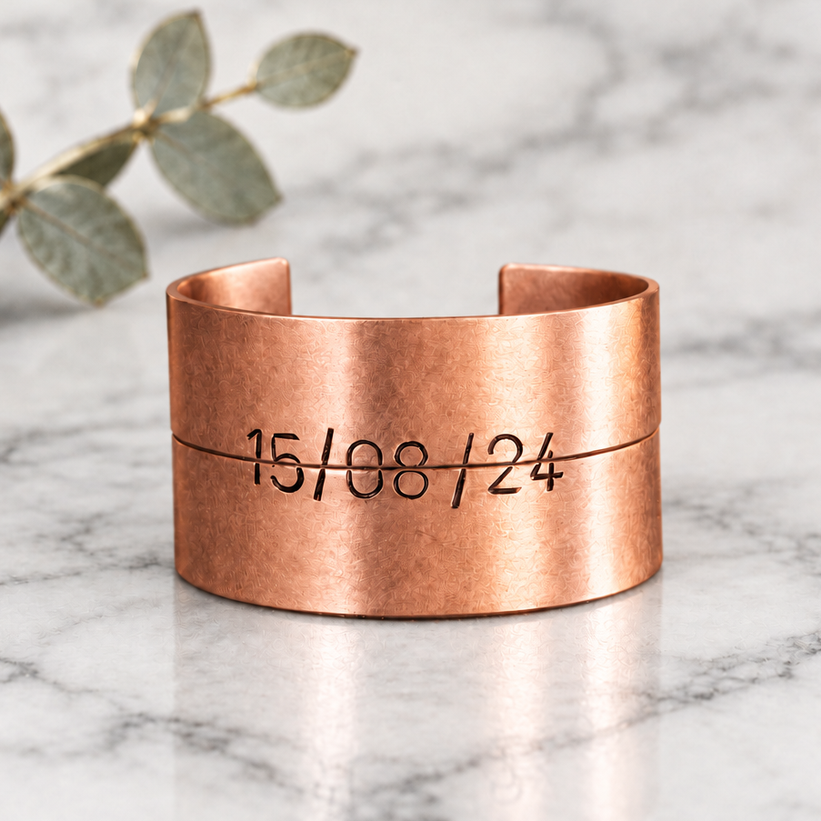 Copper Bangles Pair Personalised Jewellery Bracelet Gift