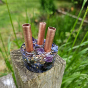 Midnight Mini Cloudbuster 3 Pipe Orgonite Lapis Lazuli Amethyst Moonstone Chemtrails 5g EMF Orgone