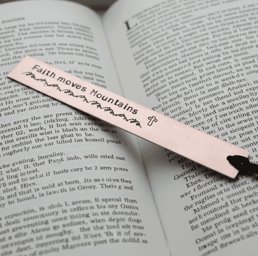 Faith Moves Mountains Copper Bookmark Personalised Adult Baptism Gift