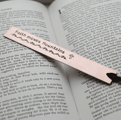 Faith Moves Mountains Copper Bookmark Personalised Adult Baptism Gift