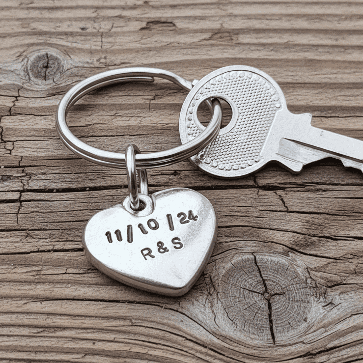 Cute Keychain Anniversary Gift Heart Personalised