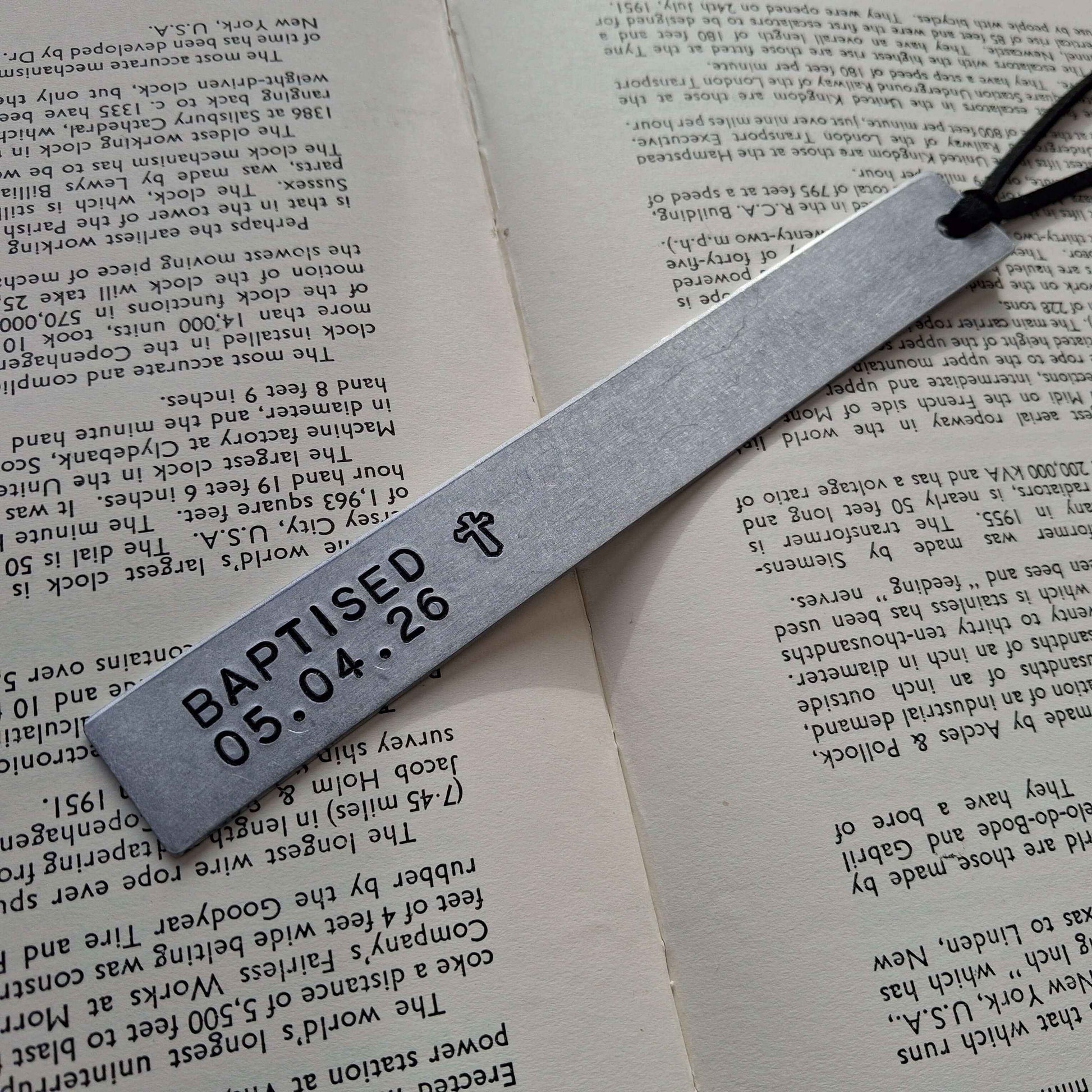 Baptism Gift Metal Bookmark Personalised Baptised