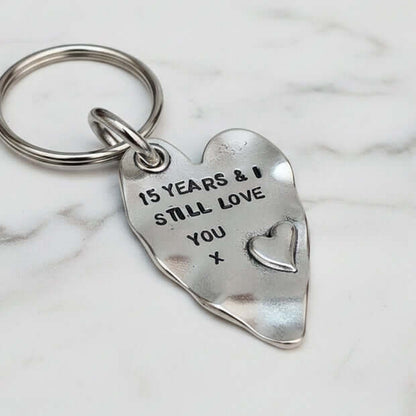 15th Anniversary 15 Years Gifts Love You Keychain
