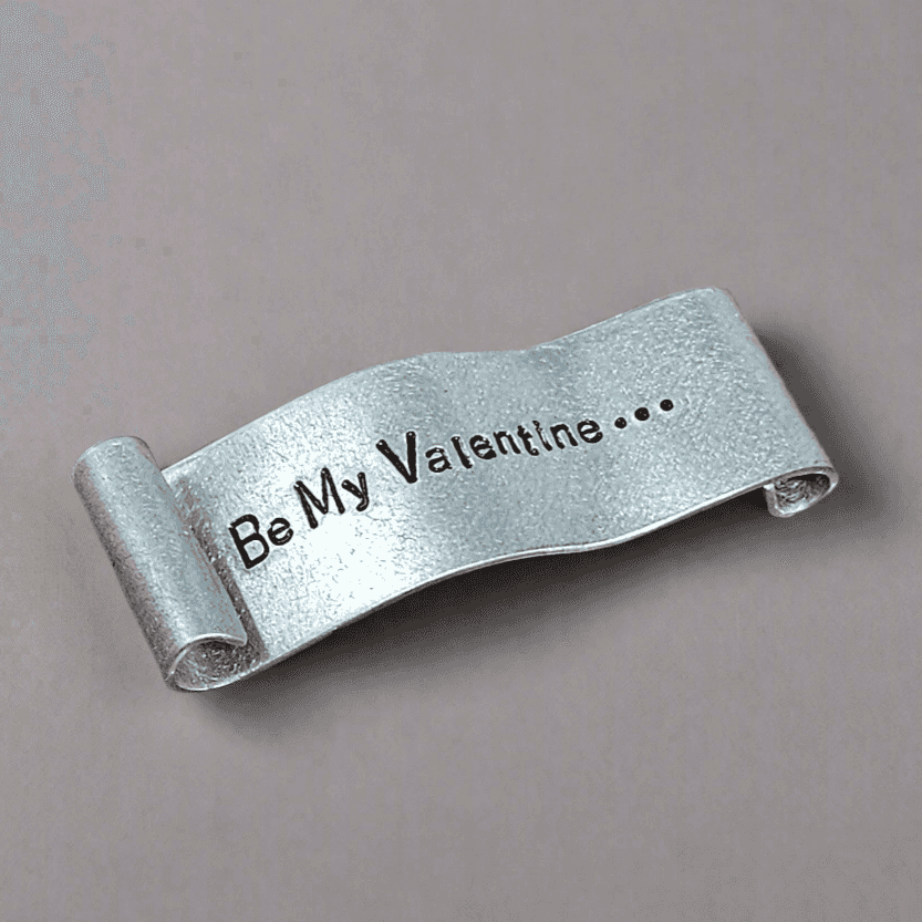 Be My Valentine Scroll Handmade Metal Ornament Personalised Valentines Day Gift