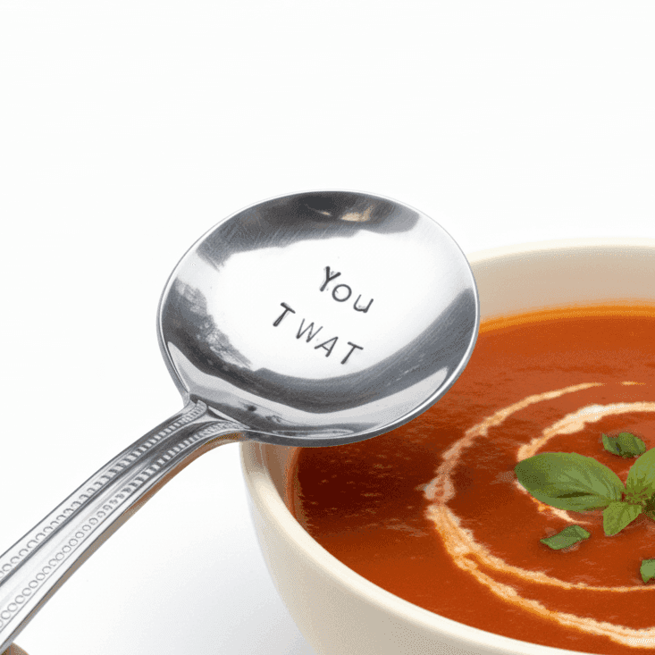 You TWAT Soup Spoon Cutlery Joke Rude Gift Novelty Hand Stamped Twat SpoonCutlery