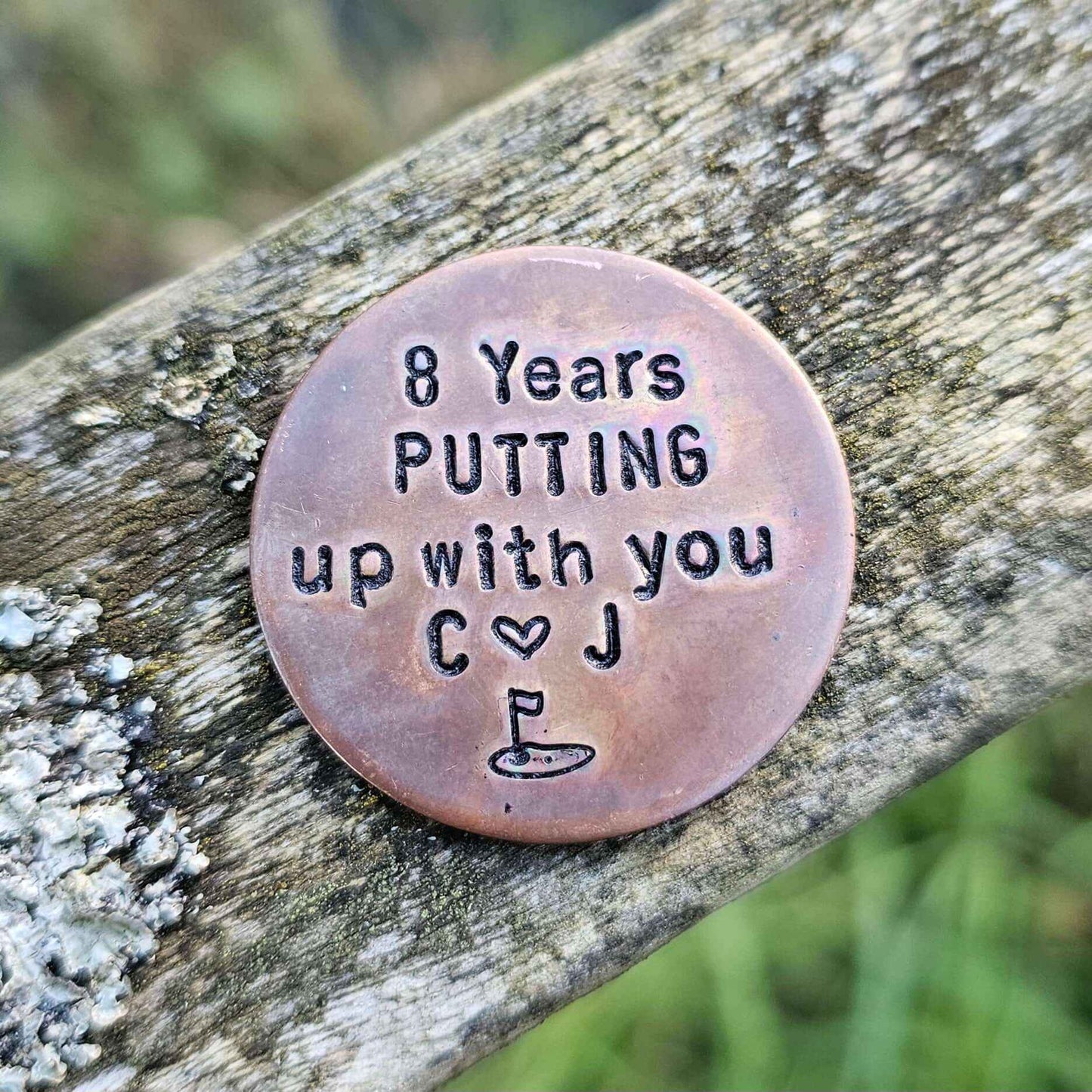 8 Years Putting Up With You Funny 8th Bronze Anniversary Golf Ball Marker Gift