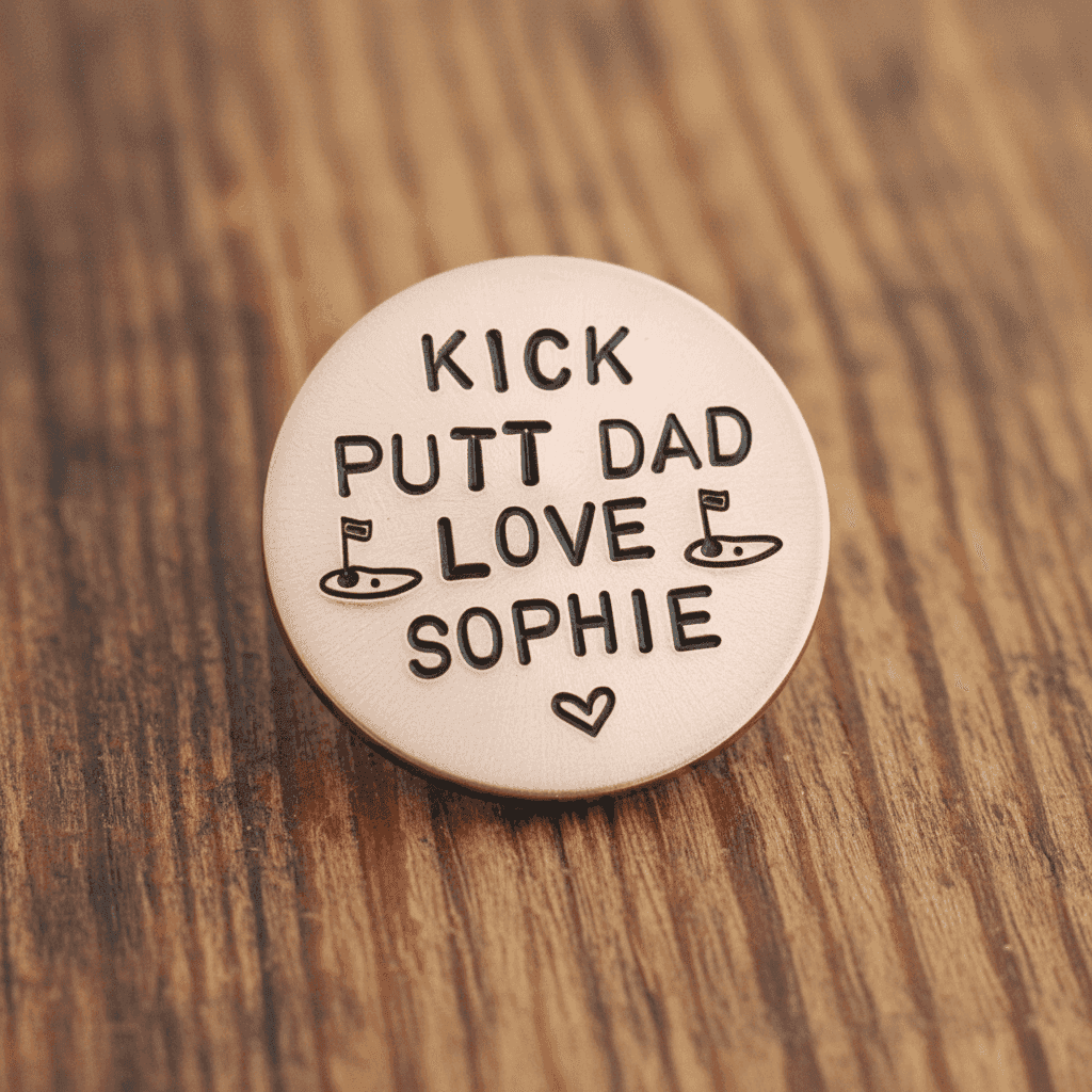 Personalised Fathers Day GOLF Ball Marker Gifts For Dad Copper