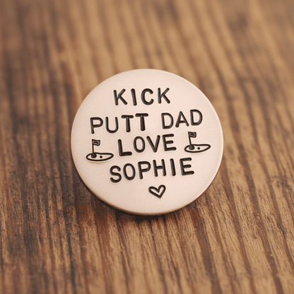 Personalised Fathers Day GOLF Ball Marker Gifts For Dad Copper
