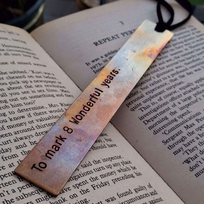 Bronze Bookmark Personalised 8th Wedding Anniversary Gift8th Anniversary Gift Hand Stamped Traditional 8 Years Handmade