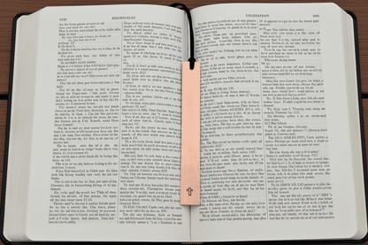 Copper Bookmark Personalised Bible Marker Cross Gift Hand Stamped Baptism Gift