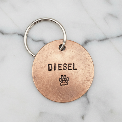Hand Stamped Copper Dog Tag Personalised Pets ID Disc