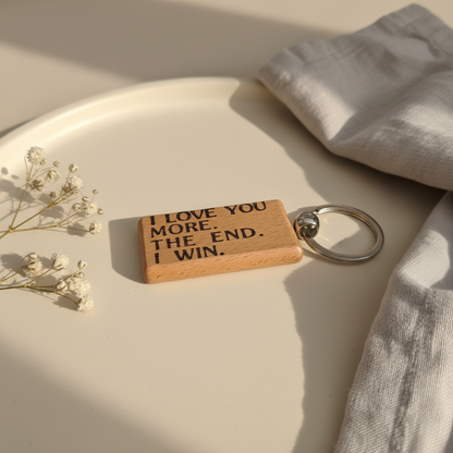 I Love You More Wood Keychain 5th Anniversary Gift Keyring