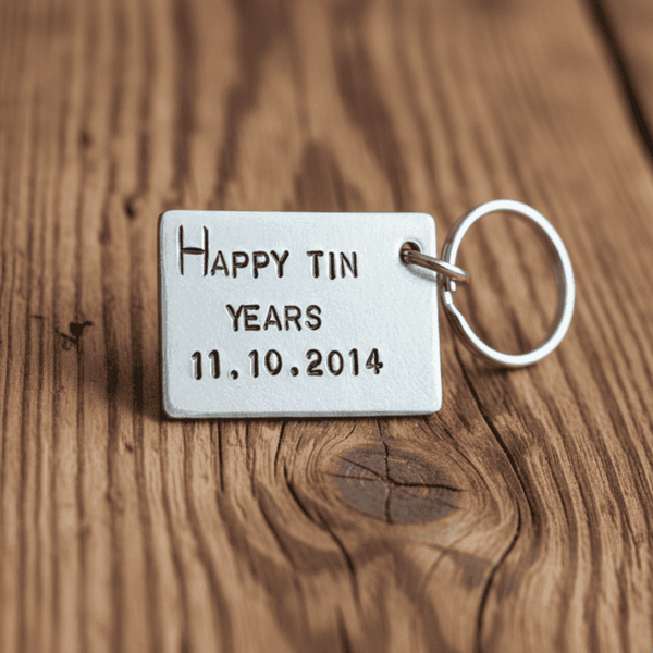 HAPPY TIN YEARS 10th Anniversary Gifts Keyring Keychain