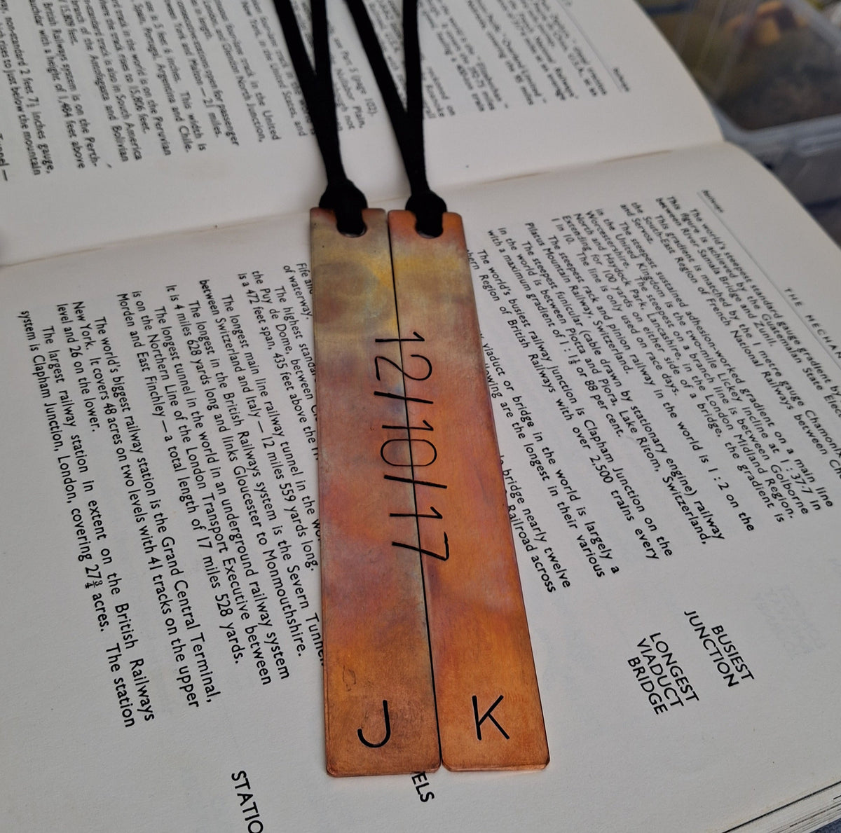 Bronze Anniversary Bookmark Pair Personalised Set