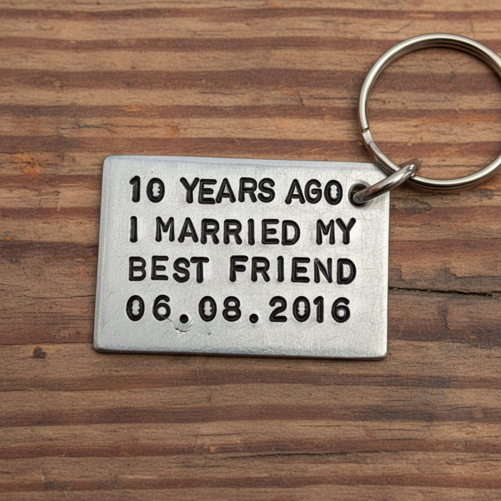 10 Years Ago I Married My Best Friend Keychain 10th Anniversary