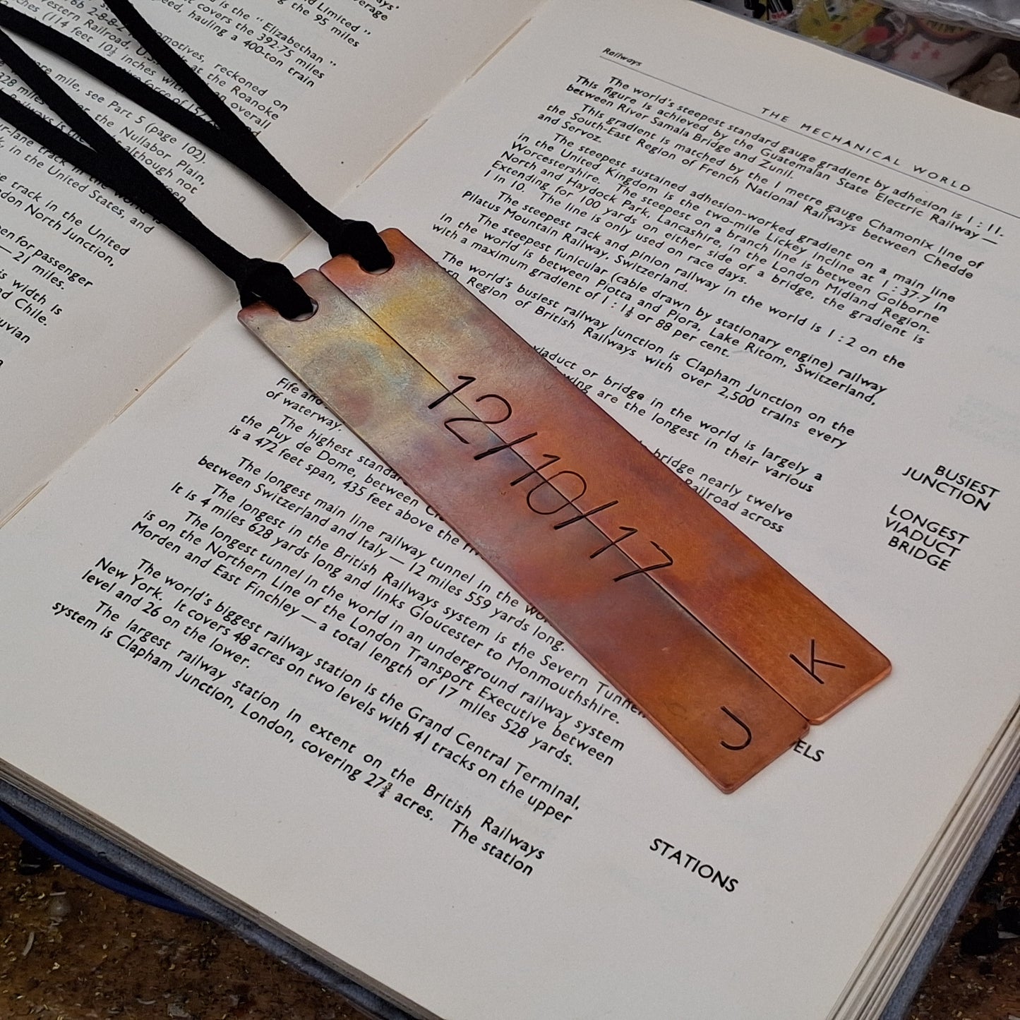 Bronze Anniversary Bookmark Pair Personalised Set