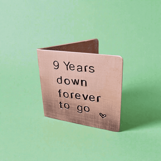 9 Years Down Forever To Go Copper Anniversary Card 9th Wedding Anniversary 9th AnniversaryGifts
