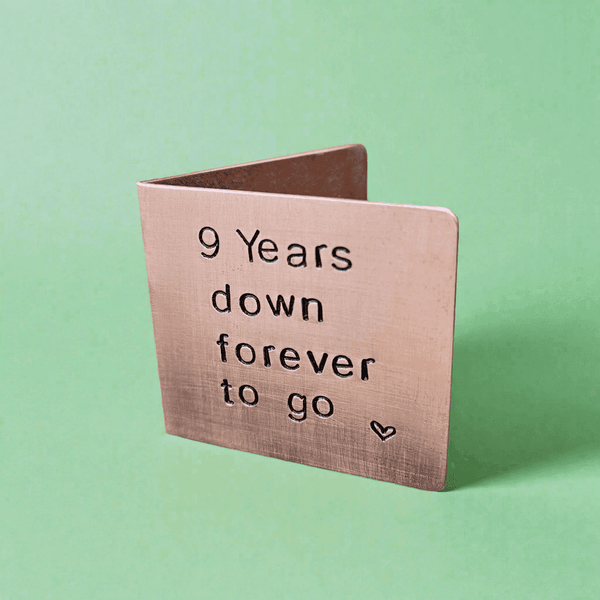 9 Years Down Forever To Go Copper Anniversary Card 9th Wedding Anniversary 9th AnniversaryGifts