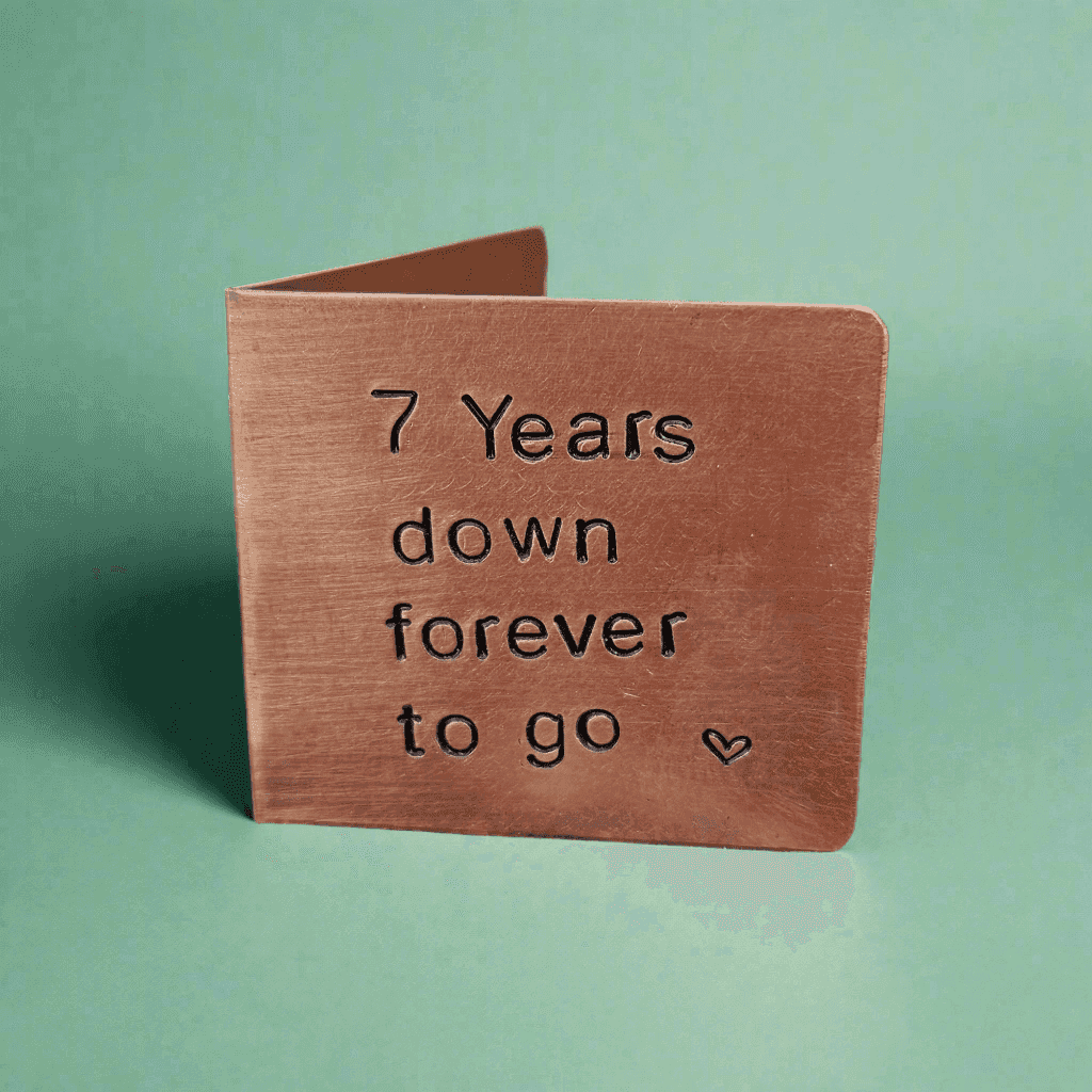 7 Years Down Forever To Go Copper 7th Anniversary Gift Card 7th Wedding Anniversary Gifts