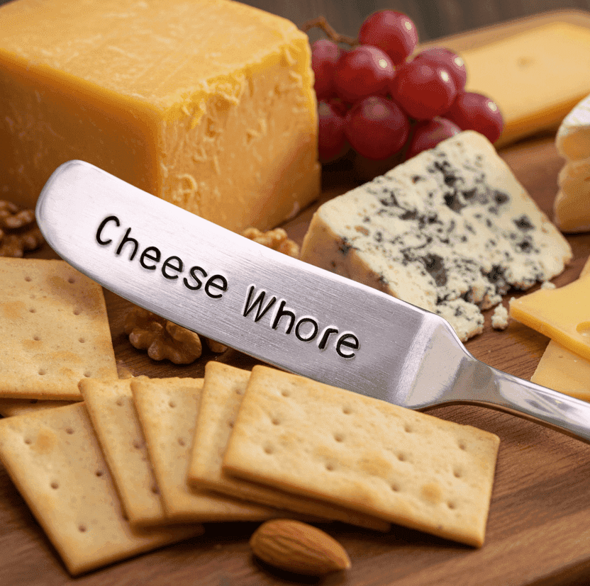 Cheese Whore Hand Stamped Funny Butter Knife Funny Gift Anniversary Valentines Day Cheese Knife