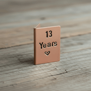 13 Years Hand Stamped Copper Anniversary Card 13th Anniversary Gifts