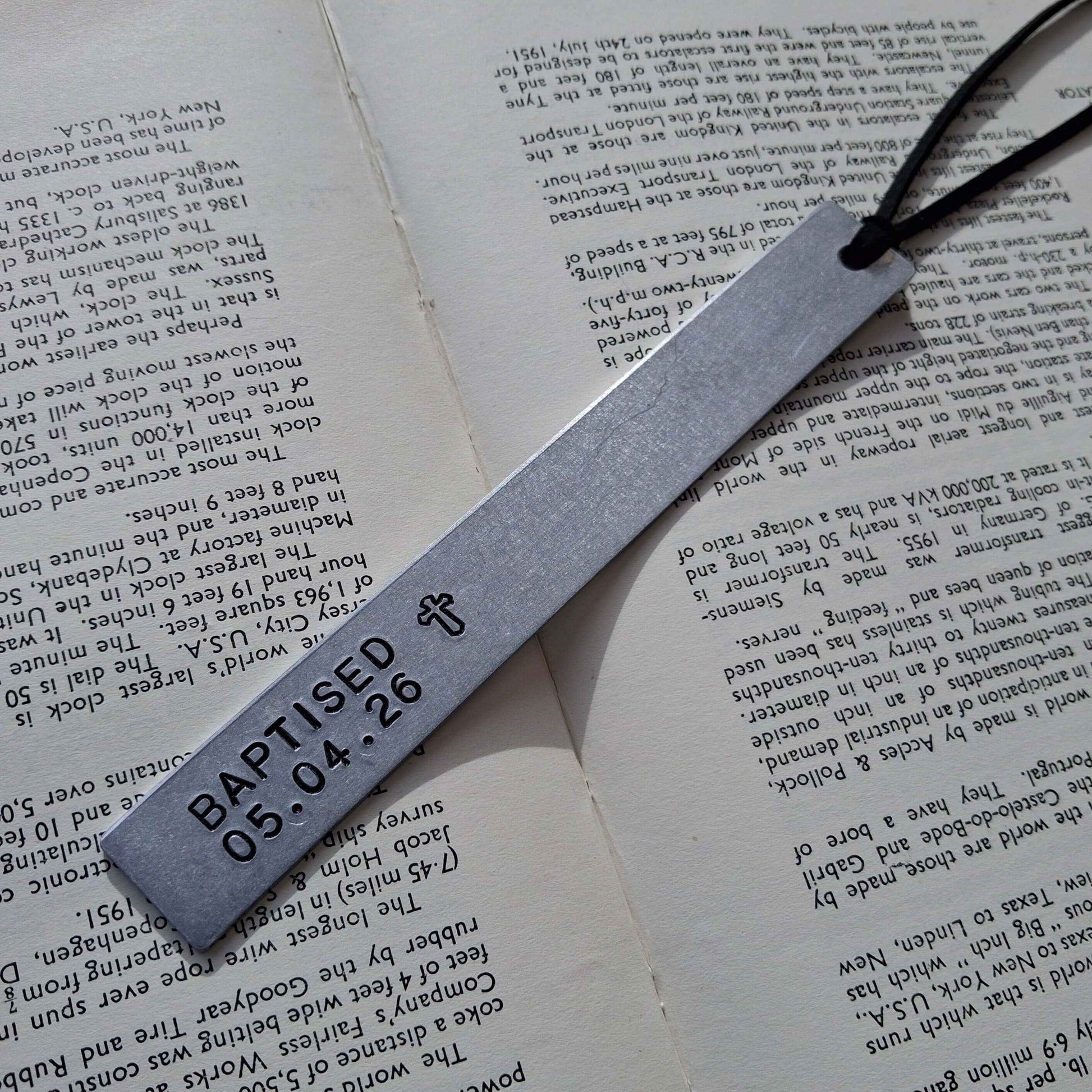 Baptism Gift Metal Bookmark Personalised Baptised