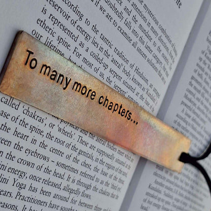 Bronze Bookmark To Many More Chapters Personalised Gift Hand Stamped