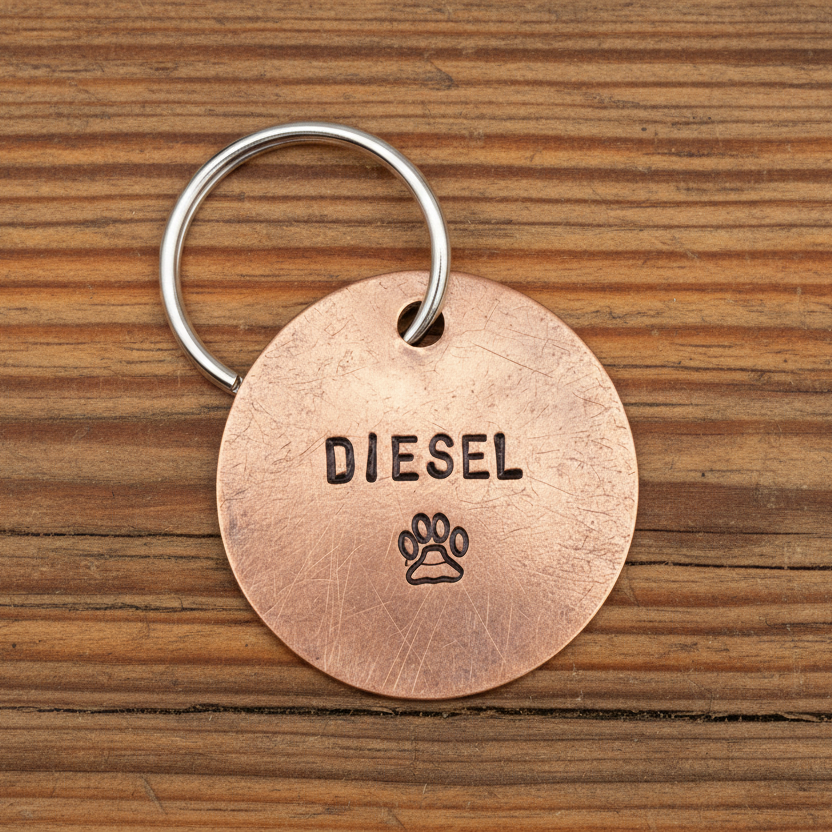 Personalised Dog Tag Pets ID Bronze Name Number