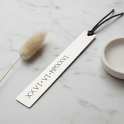 Customised Bookmark Roman Numerals Silver Metal Personalised Anniversary Gift