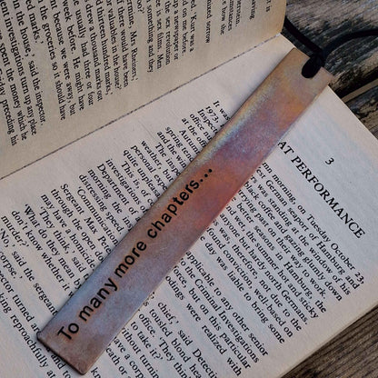 Bronze Bookmark To Many More Chapters Personalised Gift Hand Stamped