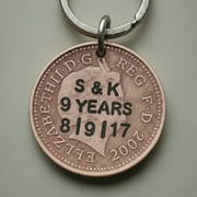 Personalised Copper Keyring 9th Wedding Anniversary Gifts Husband Wife 9 Years Stamped Keychain