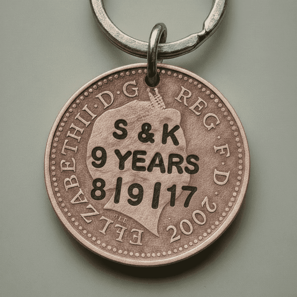  Personalised Copper Keyring 9th Wedding Anniversary Gifts Husband Personalised 1p9 Years Stamped Keychain