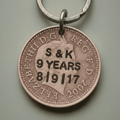  Personalised Copper Keyring 9th Wedding Anniversary Gifts Husband Personalised 1p9 Years Stamped Keychain