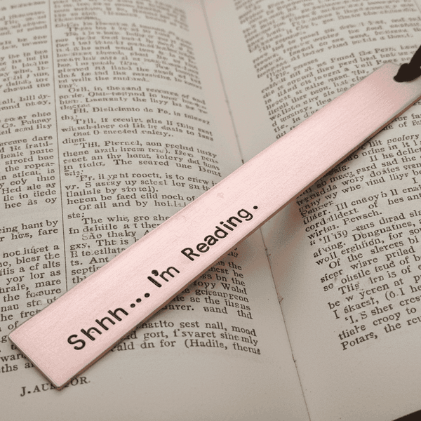 Copper Bookmark Shhh I'm Reading Personalised Bible Marker Teen Gift